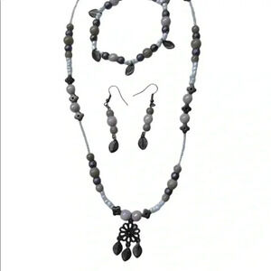 Bronze Pink Brown Earring Necklace Bracelet Full Set